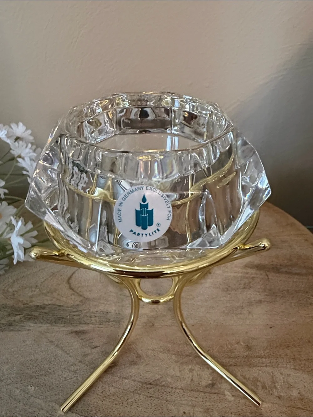 PARTYLITE Crystal VOTIVE Holder On Gold Stand - NWT!